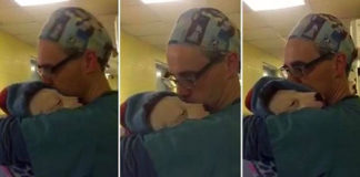 Veterinár upokojuje psíka z útulku, ktorý absolvoval ťažkú operáciu